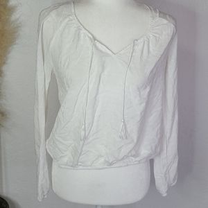 Aeropostale white boho cropped blouse hearts med.